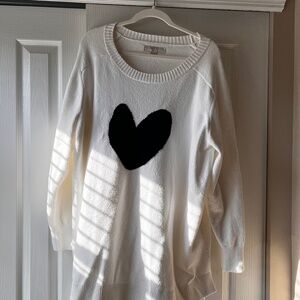 Ann Taylor Loft white Heart sweater